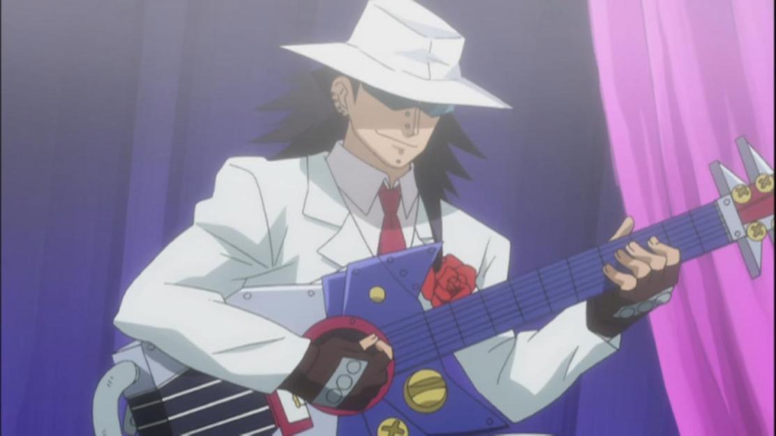 Gajeel with a guitar