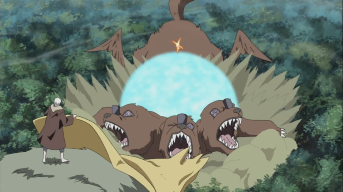 Naruto's Rasen Shuriken against Nagato's Summoning