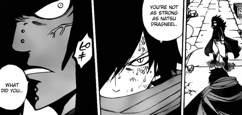 Rogue says that Gajeel isn't as strong as Natsu