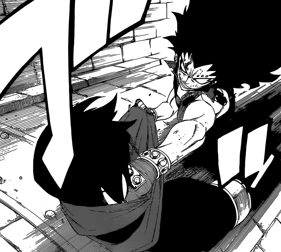 Gajeel punches Shadow