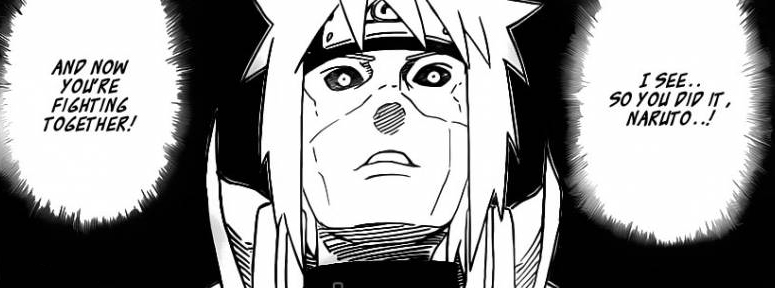 Minato feels Naruto and Kurama's Chakra
