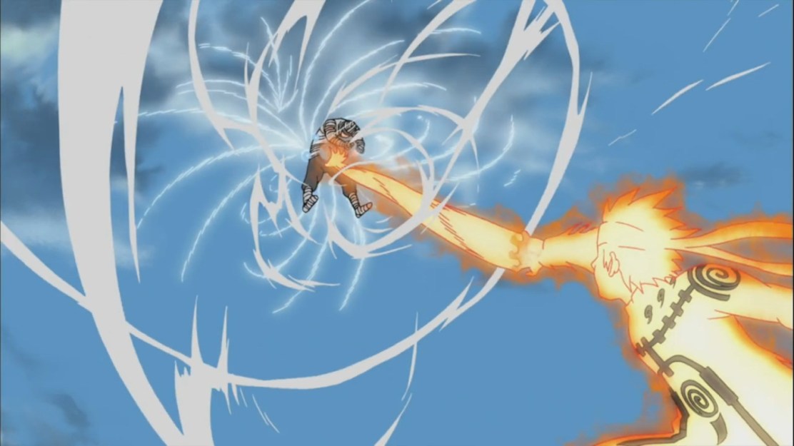 Mu is hit by Rasengan