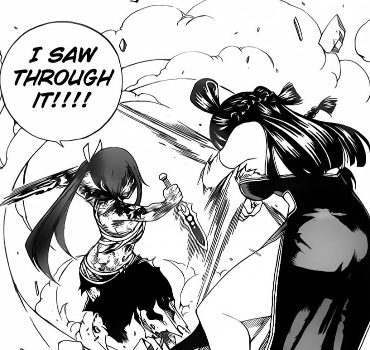 Erza sees through Minerva's technique