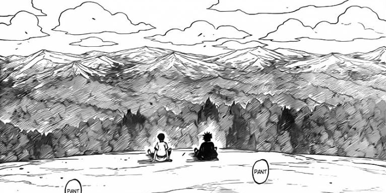 Madara and Hashirama look towards forest