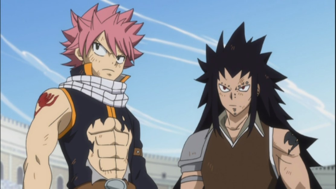 Natsu and Gajeel stand together