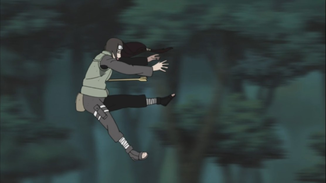 Neji hit by arrow