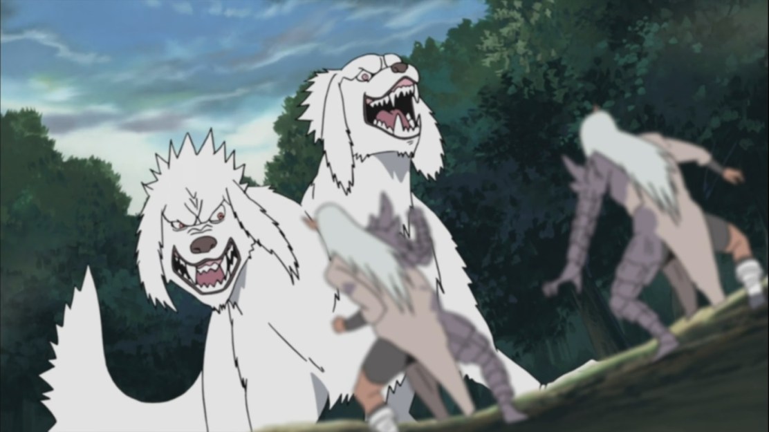 Two Headed wolf against Sakon and Ukon