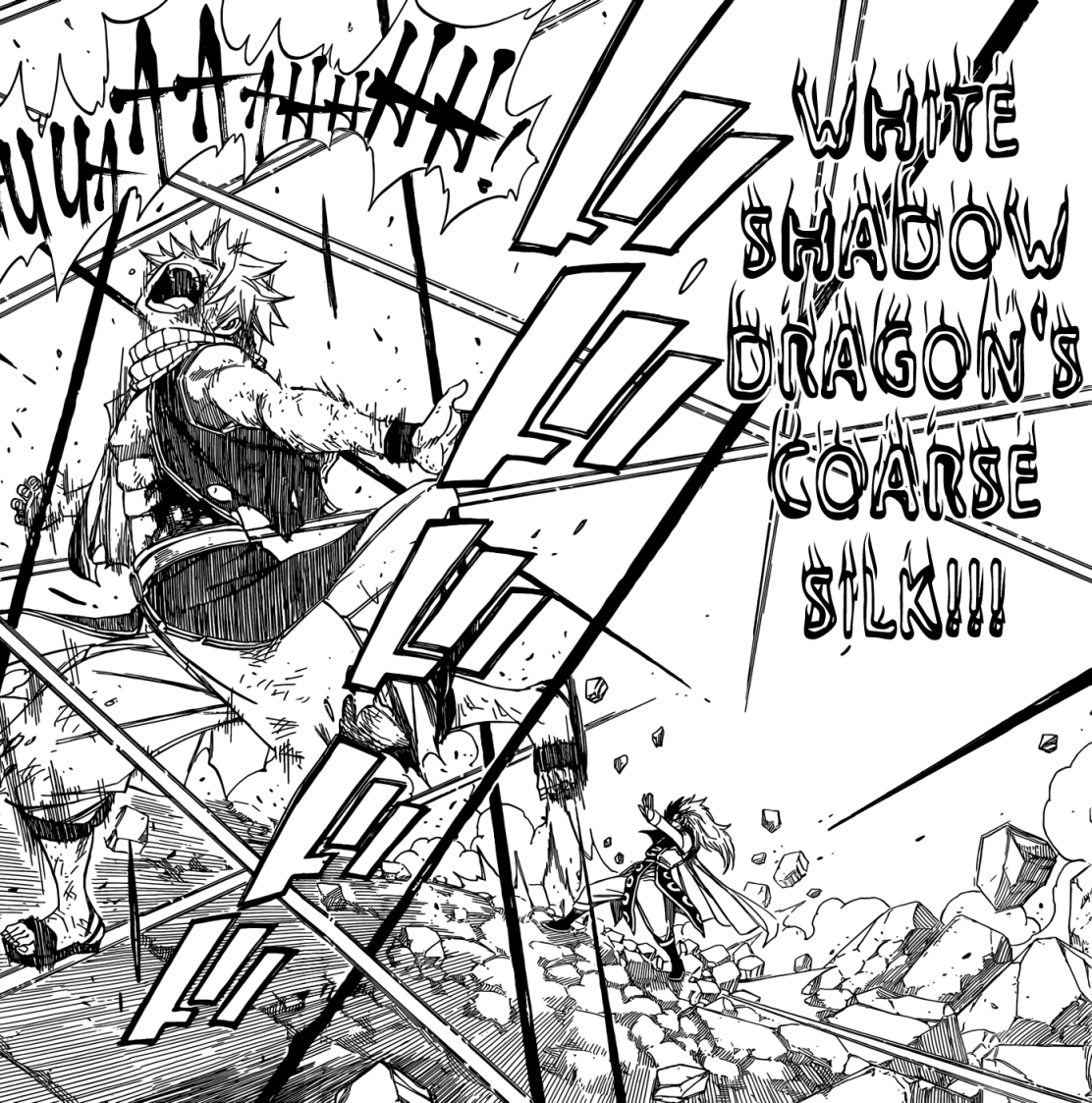 Natsu attacked by Rogue's Dragon Mode