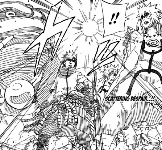 Bomb infront of Minato Naruto Sasuke