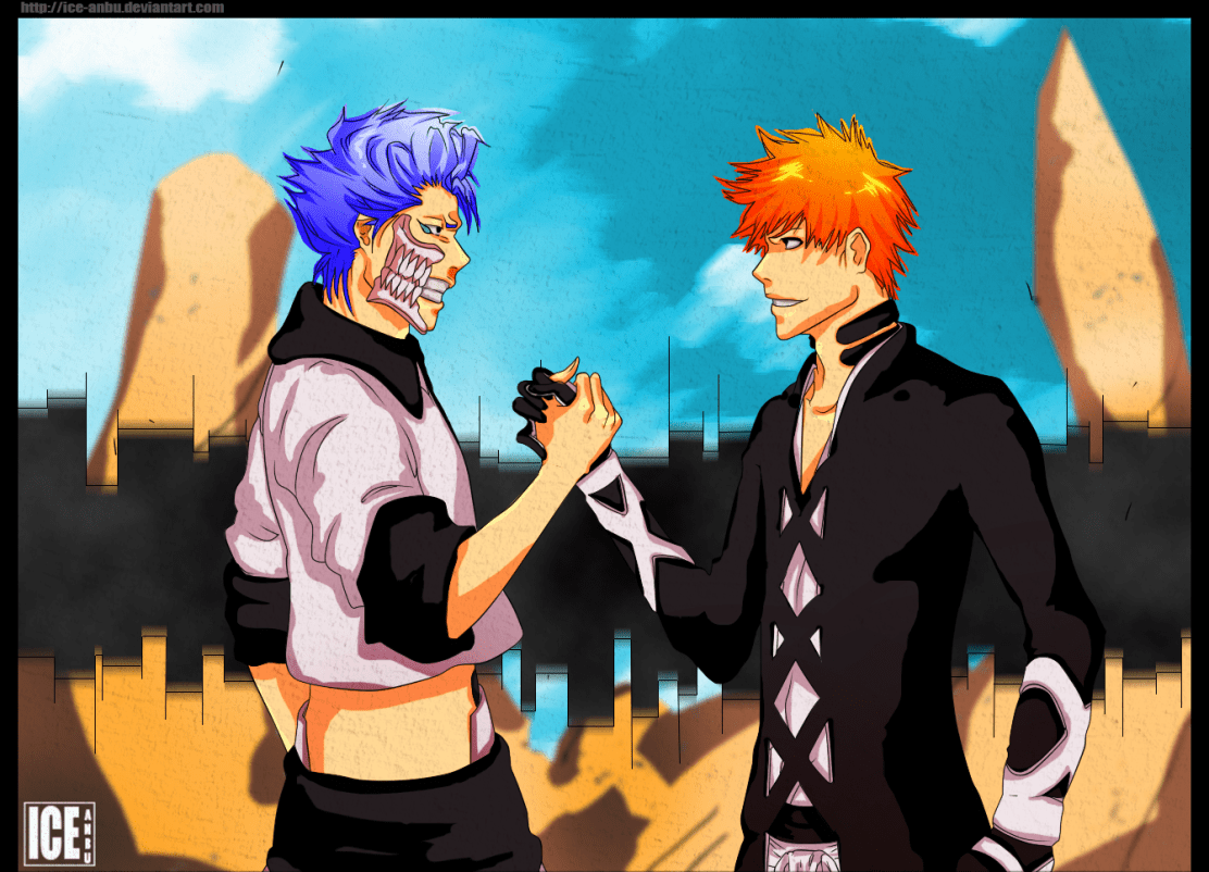 bleach__ichigo_kurosaki_and_grimmjow_jaggerjack_by_ice_anbu-d6hjlxl