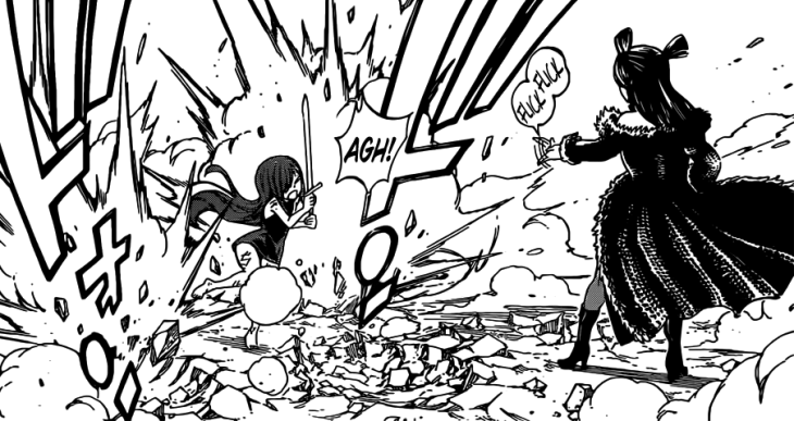 Erza getting beaten by Minerva