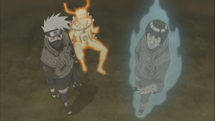 Kakashi and Guy back up Naruto