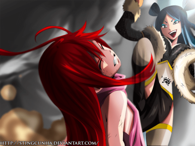 minerva_defeating_erza___fairy_tail_348_lineart_by_stingcunha-d6k08jd