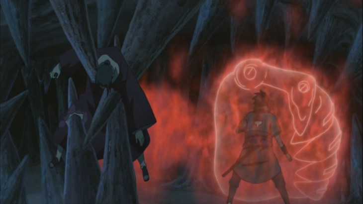 Itachi protects Sasuke whilest attacked