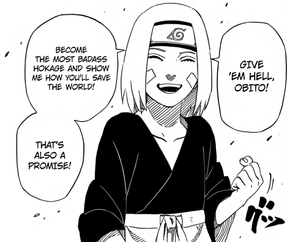 Rin tells Obito to be the best Hokage