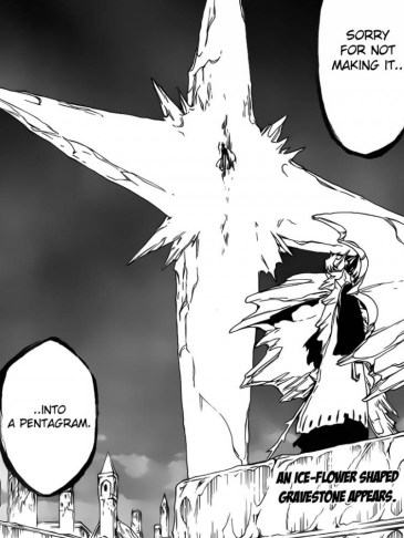 Toshiro freezes Cang Du into a Ice-Flower Shape