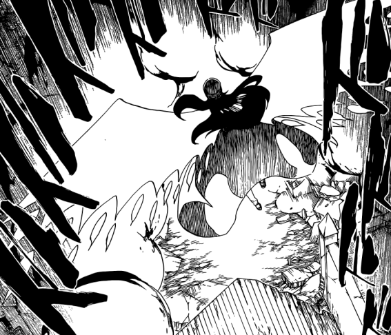 Bambietta attacks Shinji while fallen