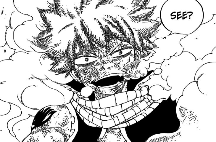 Natsu engulfs Jackal's explosions