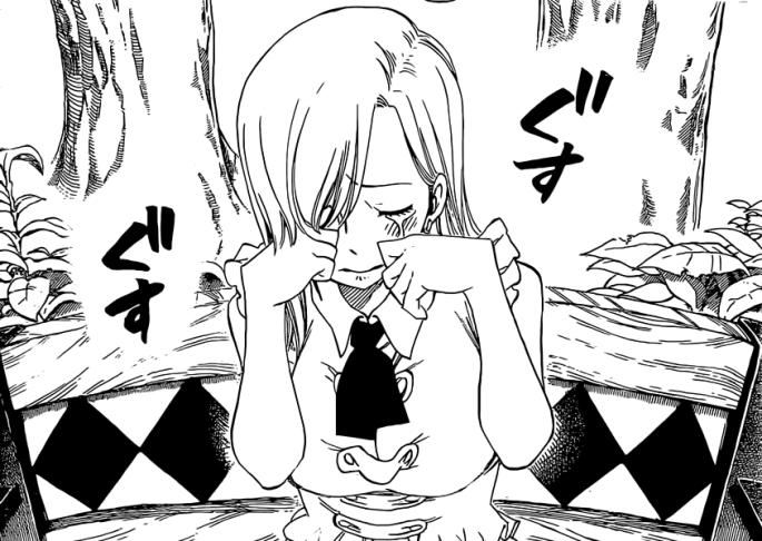 Elizabeth crys after loosing Hawk