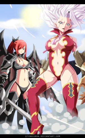 Fairy Tail 364 Mirajane and Erza Fighting by Stingcunha