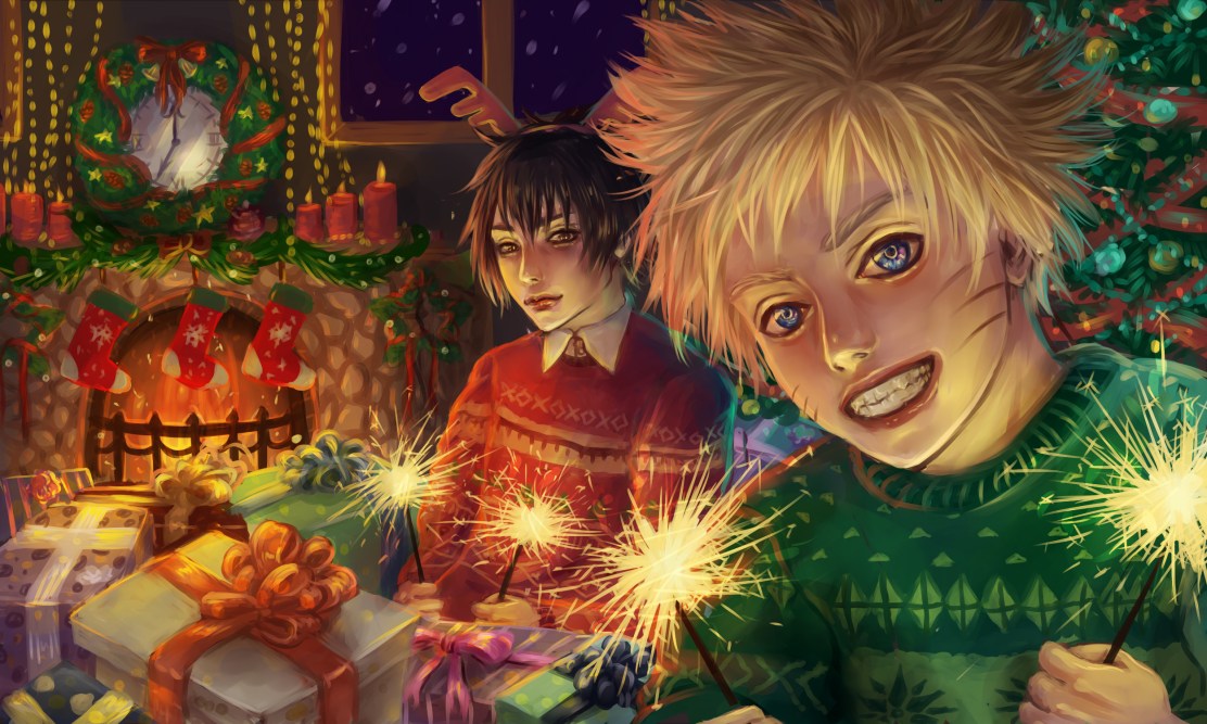 Naruto and Sasuke celebrate New Year by Renaillusion