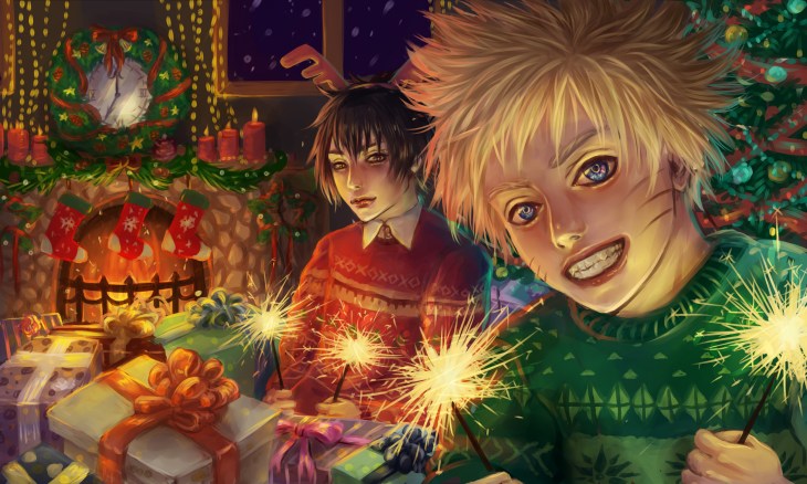 Naruto and Sasuke celebrate New Year by Renaillusion