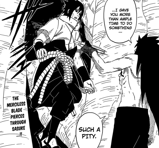Madara pierces through Sasuke's heart