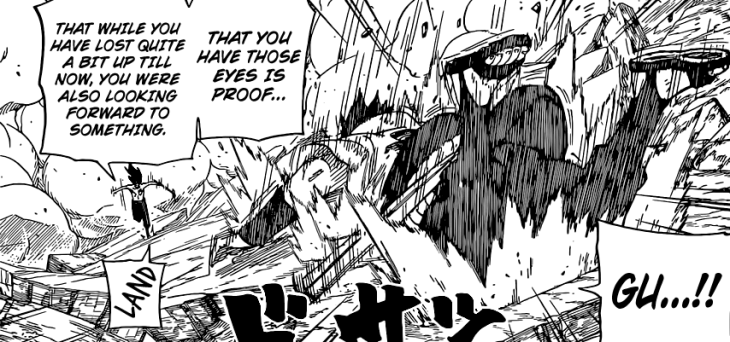 Sasuke falls as Madara tells him about his journey