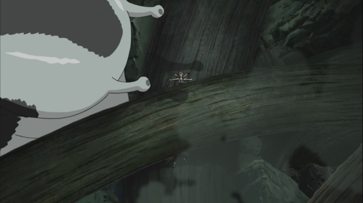 Tsunade's body is split in half