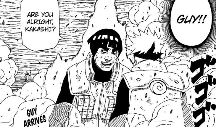 Guy Arrives to help Kakashi