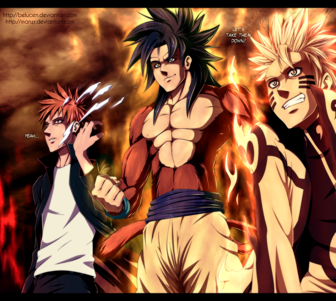 We are herores Naruto Goku and Ichigo by Belucen