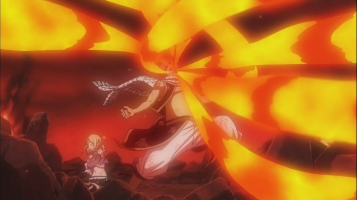 Natsu engulfs Fire