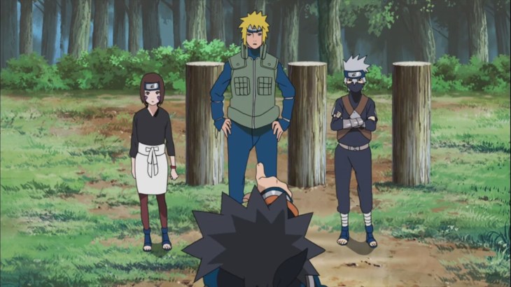 Obito introduced to Minato Rin and Kakashi