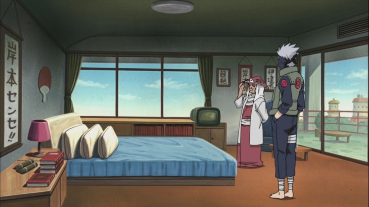 Hiruzen and Kakashi in Sasuke's house