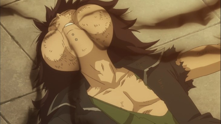 Gajeel inhales Shadow's power