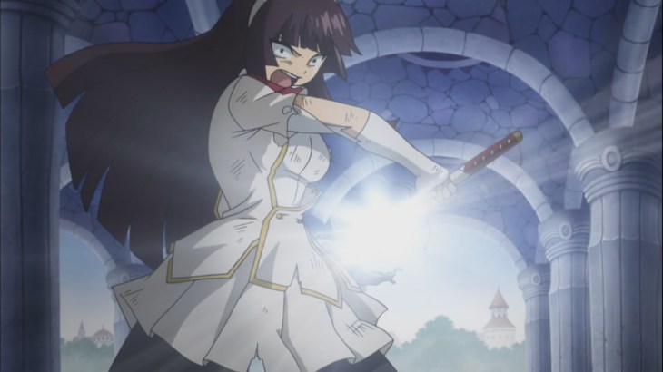 Kagura unsheaths her sword