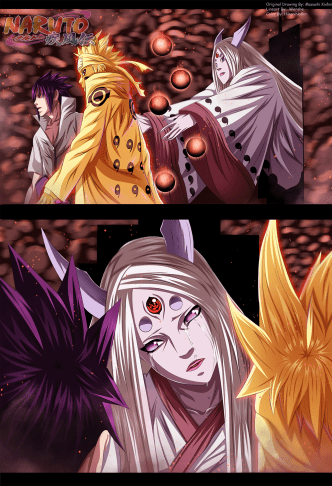 Naruto 681 Kaguya appears between Naruto and Sasuke by hikarinogiri