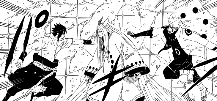 Naruto and Sasuke frozen by Kaguya