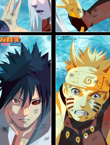 Naruto 682 Sasuke and Naruto nearly seal Kaguya by Uendy