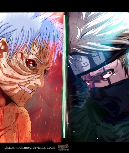 Naruto 686 Obito and Kakashi by ghazwi