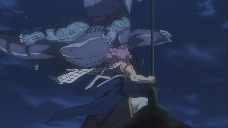 Natsu watches Future Rogue on dragon