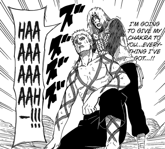 Sakura gives chakra to Obito