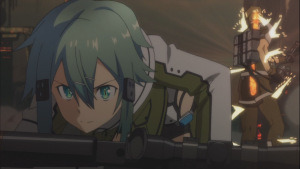 Sinon takes out Machine gun guy