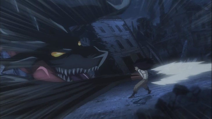 Gajeel hit by Dragon