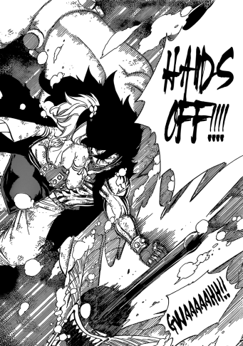 Gajeel protects Levy from Torafusa