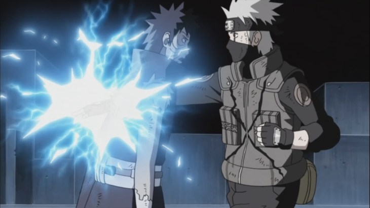 Kakashi cuts hole in Obito