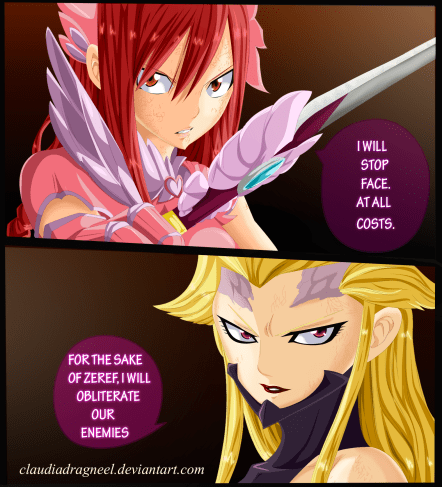 Fairy Tail 398 Erza vs Kyouka by claudiadragneel