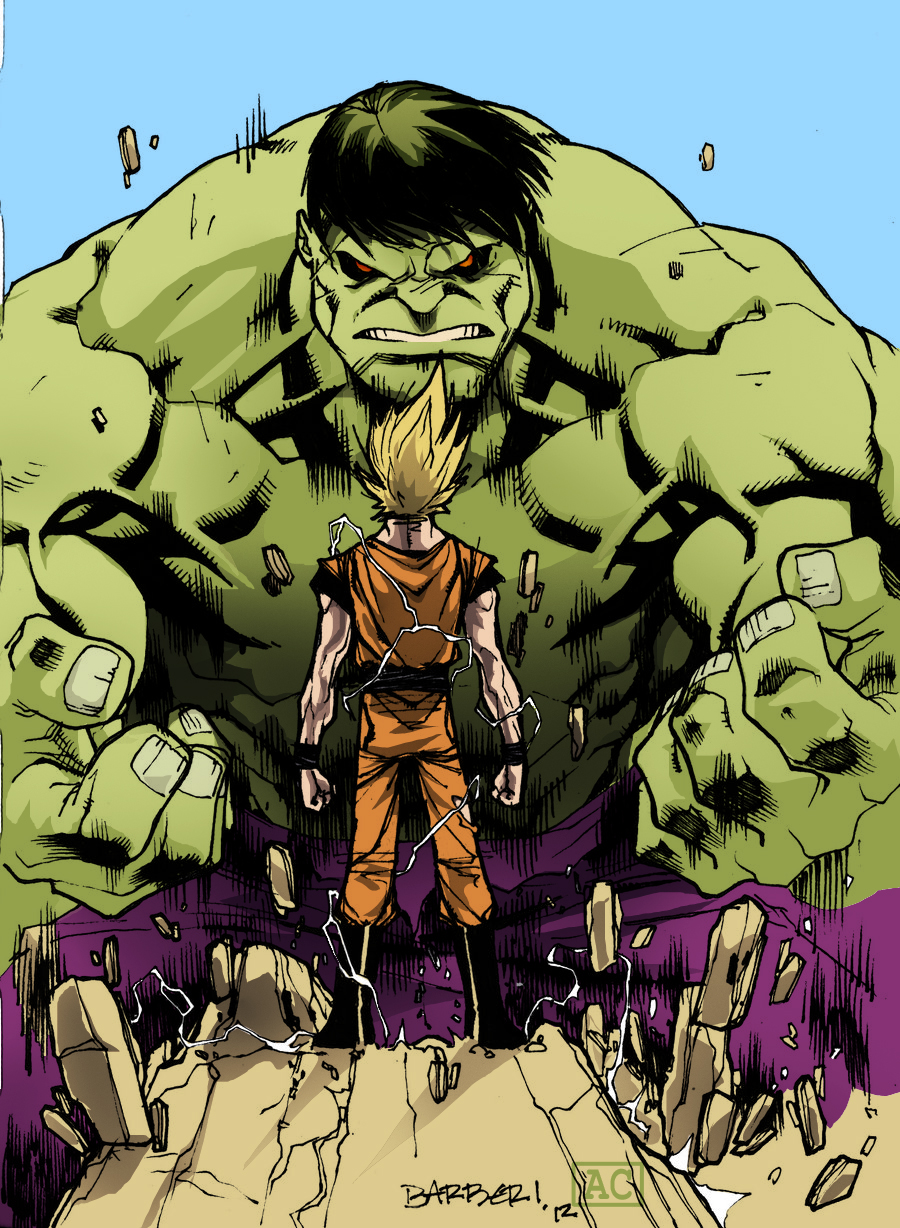 Goku vs Hulk by Carlo Barberi