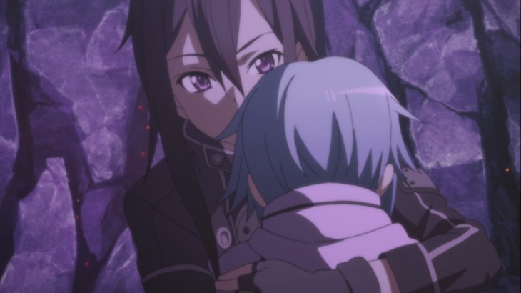 Kirito hugs Sinon