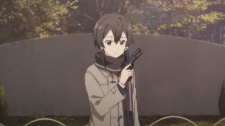 Asada holding a gun